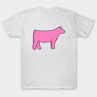 Pink Hearts Show Steer Silhouette  - NOT FOR RESALE WITHOUT PERMISSION T-Shirt